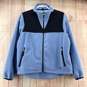 VTG LL Bean Heavy Fleece Jacket Full Zip Womens Sz  L Light Blue Outdoors Chores